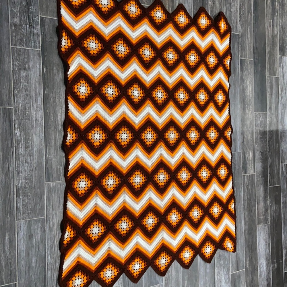 70’s vibe Handmade Crochet Afghan blanket